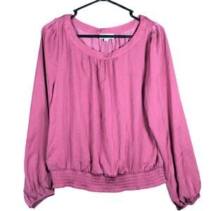 LOFT Outlet Womens Blouse Purple Plum Crew Neck Long Sleeve Medium
